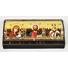 Икона автомобильная "Святая троица" (самоклеющ.) большая объемная, золото, пластик,  KN-G-359