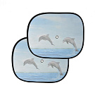 AutoStandart Шторки солнцезащитные на боковые стекла 2 шт ( 44 х 36см, рис. Дельфины) 